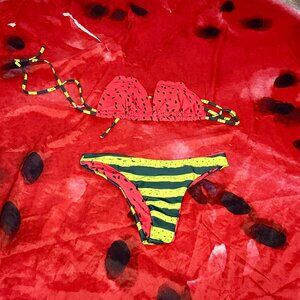 Watermelon Print Bikini & Beach Blanket